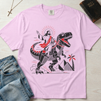 T-Shirt — 'Jesus Riding a Dinosaur' Graphic Tee (Retro Geometric Faith Design)