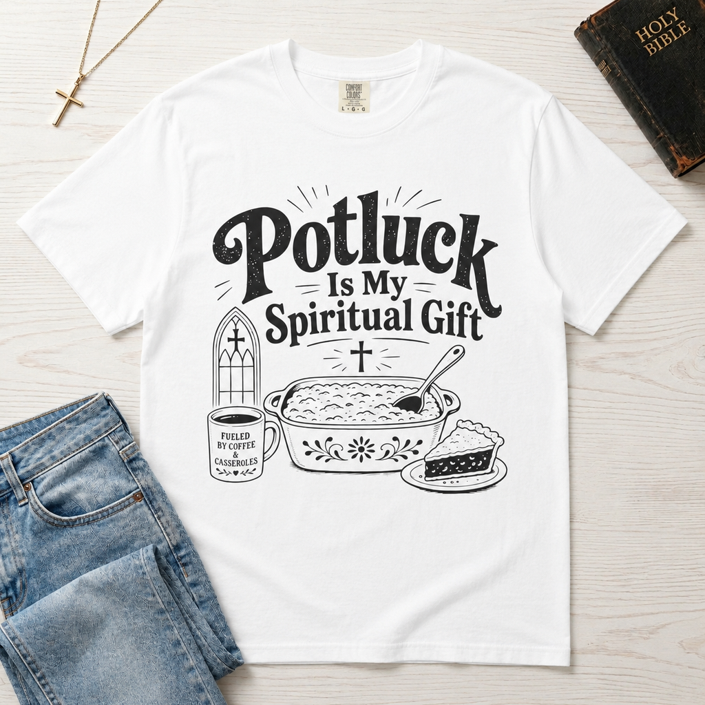 Potluck Is My Spiritual Gift T-Shirt — Funny Church Potluck Tee