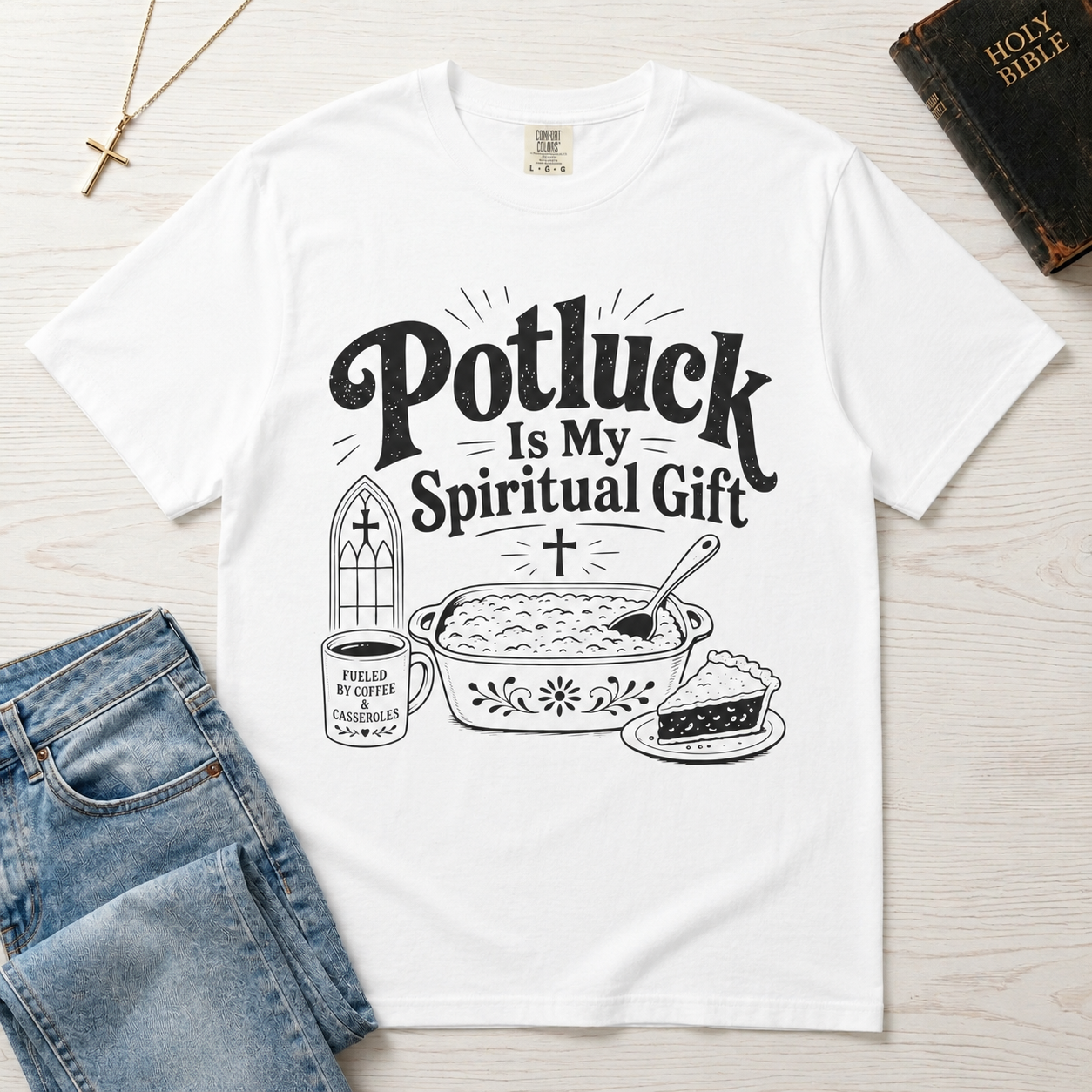 Potluck Is My Spiritual Gift T-Shirt — Funny Church Potluck Tee