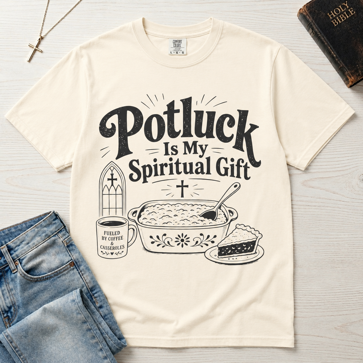Potluck Is My Spiritual Gift T-Shirt — Funny Church Potluck Tee