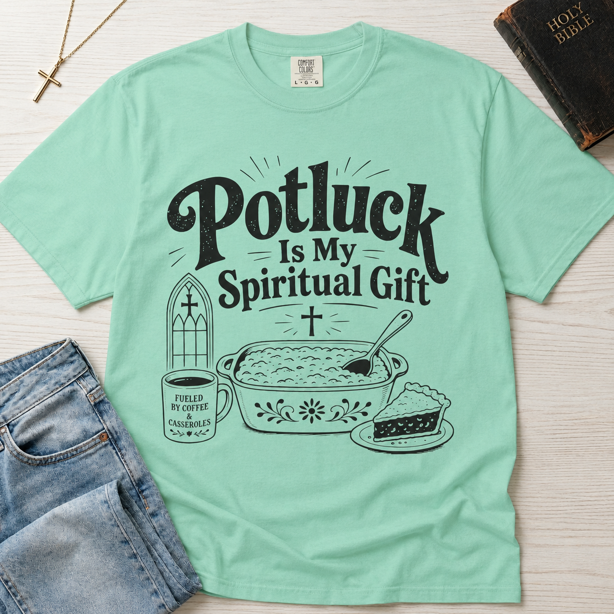 Potluck Is My Spiritual Gift T-Shirt — Funny Church Potluck Tee