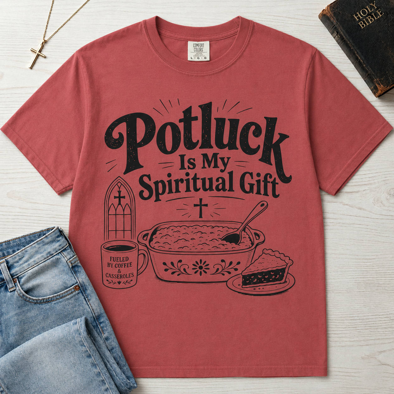 Potluck Is My Spiritual Gift T-Shirt — Funny Church Potluck Tee