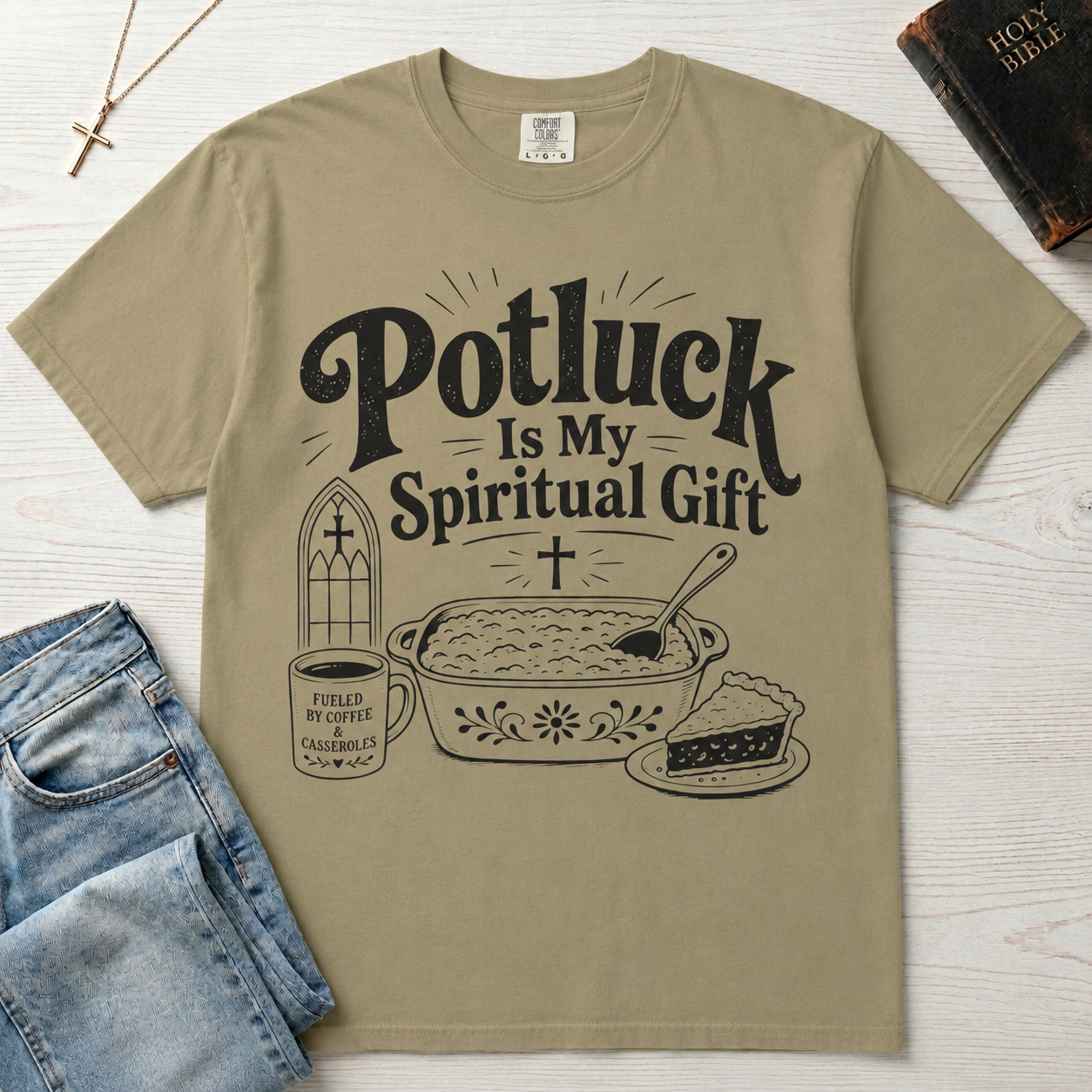 Potluck Is My Spiritual Gift T-Shirt — Funny Church Potluck Tee