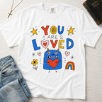 You Are Loved T-Shirt — Cute Heart Monster Graphic Tee for Kids & Adults