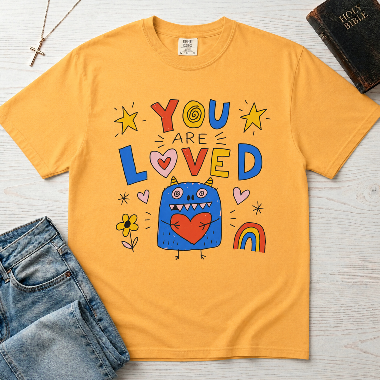 You Are Loved T-Shirt — Cute Heart Monster Graphic Tee for Kids & Adults