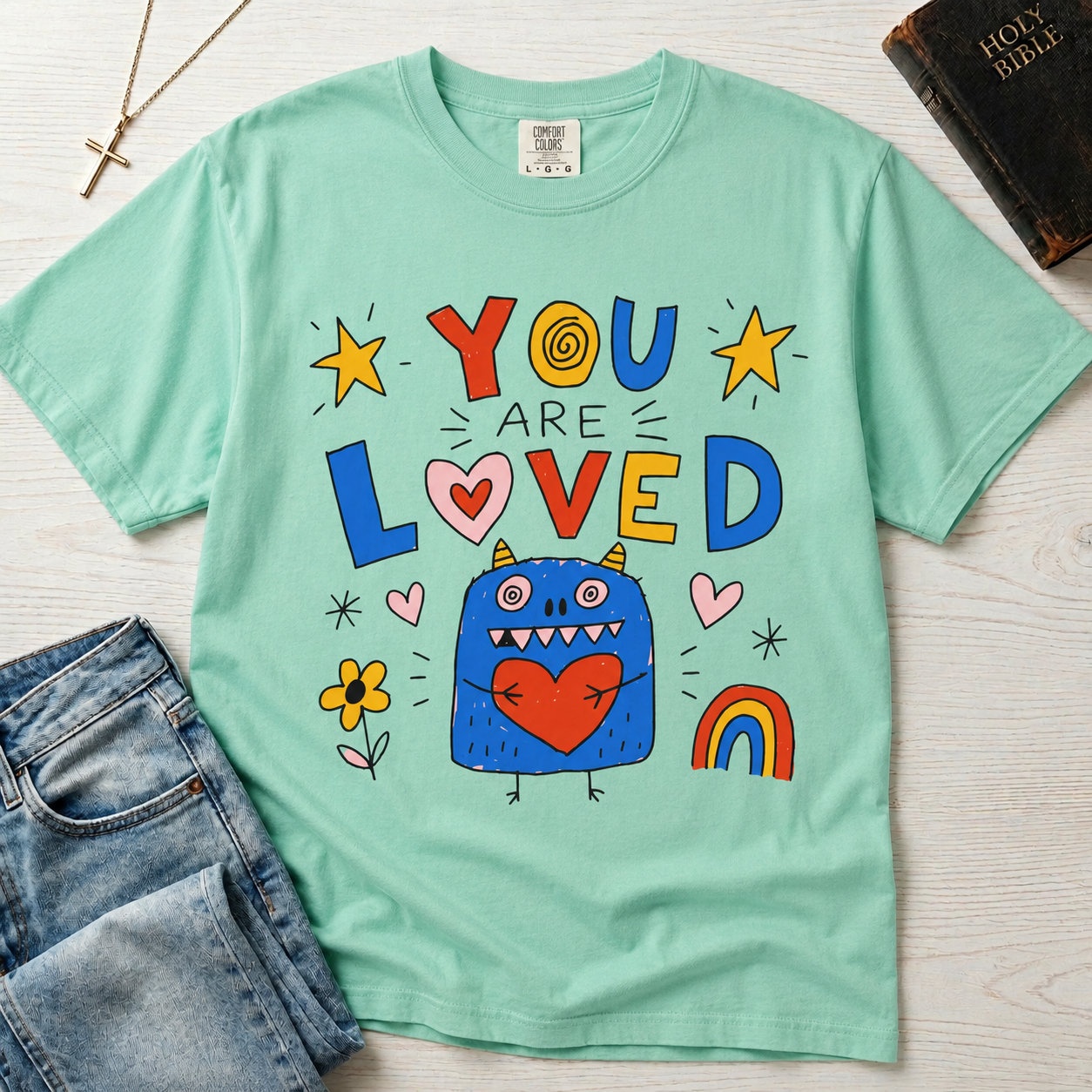 You Are Loved T-Shirt — Cute Heart Monster Graphic Tee for Kids & Adults